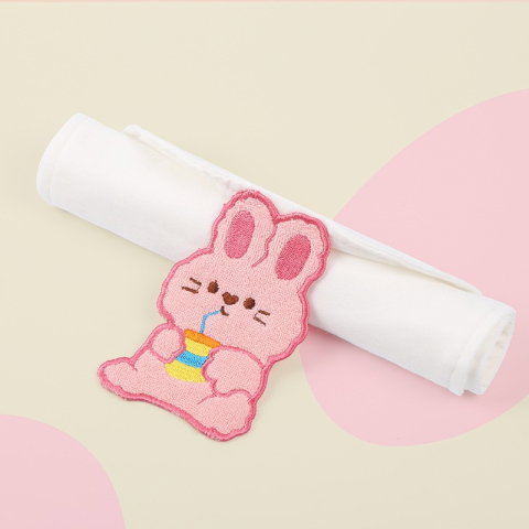 TeoMarket - Prosop Absorbant, Flippy, din Bumbac, pentru Bebelusi, 19x28 cm, Model Iepuras, Alb