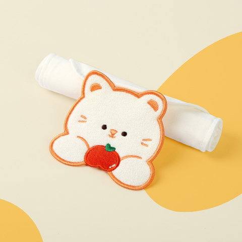 TeoMarket - Prosop Absorbant, Flippy, din Bumbac, pentru Bebelusi, 19x28 cm, Model Pisica, Alb