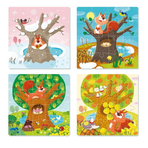 Puzzle-uri educative - Puzzle 4 in 1 - Anotimpurile (12, 16, 20, 24 piese)