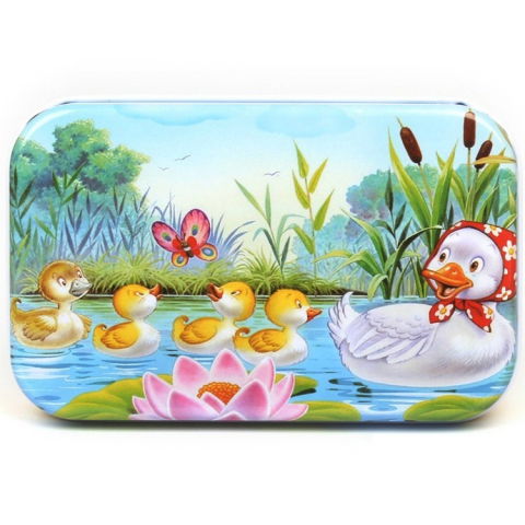 Jucarii educative - Puzzle 60 de Piese din Lemn in Cutie Metalica, Flippy, Model Ratuste, Educativ, Dezvoltare Abilitati Cognitive, pentru Prescolari, 22.5x13.5 cm, Multicolor