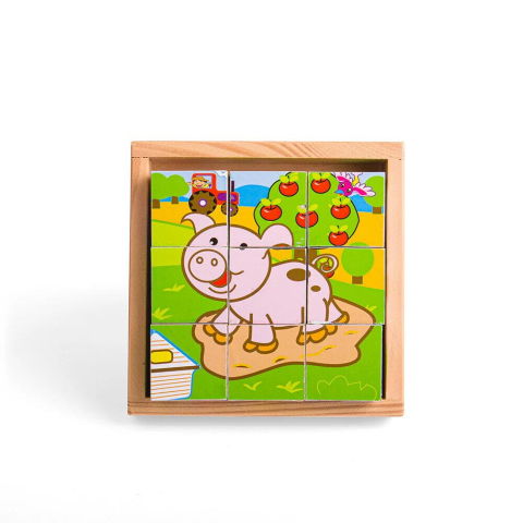 Puzzle din lemn - Puzzle cubic - animale domestice