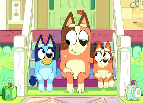 Puzzle-uri educative - Puzzle de colorat - Bluey & Mr Monkey Jocks (24 piese)