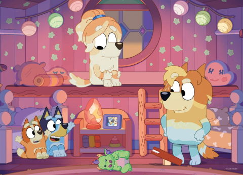 Puzzle-uri educative - Puzzle de colorat - Bluey si ora de povesti (24 piese)