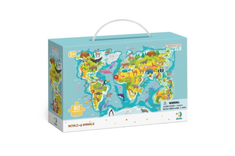 Puzzle-uri educative - Puzzle - Harta animalelor lumii (80 piese)