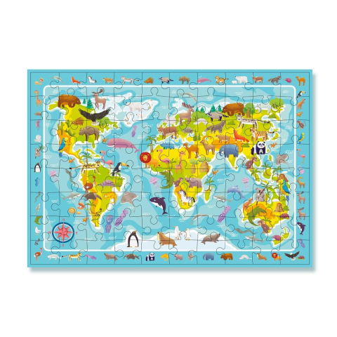 Puzzle-uri educative - Puzzle - Harta animalelor lumii (80 piese)