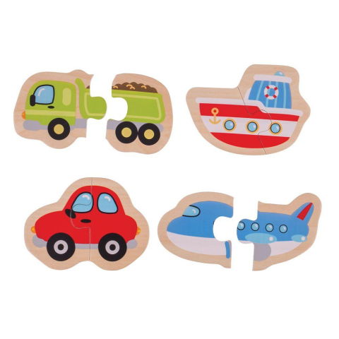 Puzzle din lemn - Puzzle - mijloace de transport (8 piese)