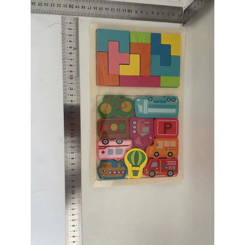 Best deals - Puzzle Montessori din Lemn pentru Copii, Flippy, Tip Tetris 2in1, +3 Ani, cu Masini Colorate 3D, Educativ, Intuitiv, Creativ, 21 de Piese, 28.5x17x1.2 cm, Multicolor