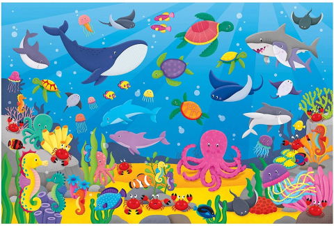 Puzzle-uri educative - Puzzle Podea: Numaram animalute marine (30 piese)