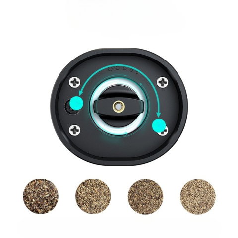 TeoMarket - Rasnita Electrica pentru Cafea si Condimente, Flippy, Cutit de Macinare din Otel Inoxidabil, Incarcare cu Baterii, Optiuni Diferite de Macinare, Usor de Manevrat, 18x5.5cm, Negru