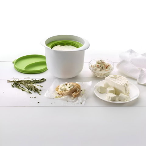 Best deals - Recipient pentru Preparat Branza, Flippy, Capac de Silicon, Cheese Maker din Plastic, Strecuratoare, 17x14.5x12.8 cm, Alb