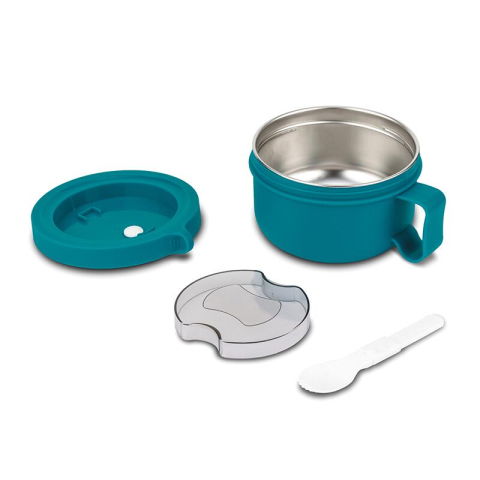 SmartBaby - Recipient rotund pentru alimente din oțel inoxidabil "We Care", verde teal, 850ml