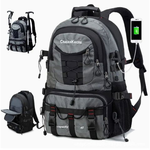 Articole si, Echipamente pentru Transport şi Ridicat - Rucsac Multifunctional de Alpinism, Flippy, Capacitate 36-55 L, de Calatorie, Impermeabil, Slot USB Incarcare Telefon, Bretele Reglabile, 52 x 34 x 19 cm, Gri