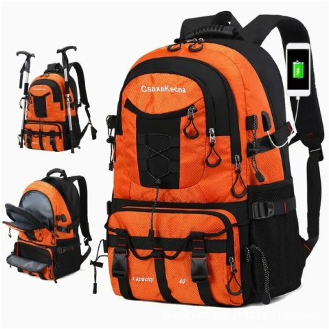 TeoMarket - Rucsac Multifunctional de Alpinism, Flippy, Capacitate 36-55 L, de Calatorie, Impermeabil, Slot USB Incarcare Telefon, Bretele Reglabile, 52 x 34 x 19 cm, Portocaliu