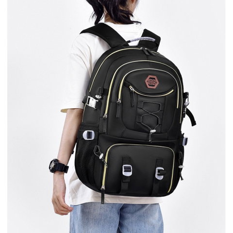 TeoMarket - Rucsac Multifunctional pentru Calatorie, Flippy, pentru Alpinism, Voiaj, Drumetii, din Panza Oxford, 34x16x52 cm, Negru