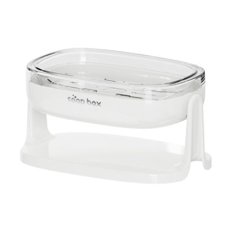 Pentru casa - Savoniera cu Suport 2 in 1, Flippy, Pentru Perete sau Blat, PET, Scurgere Optima, Alb