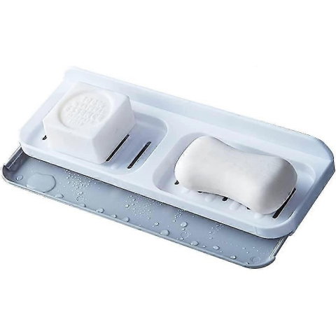 Best deals - Savoniera Dubla, Flippy, de Perete, cu Compartiment de Scurgere, Montare prin Lipire, 26 x 8 x 4 cm, Alb/Gri