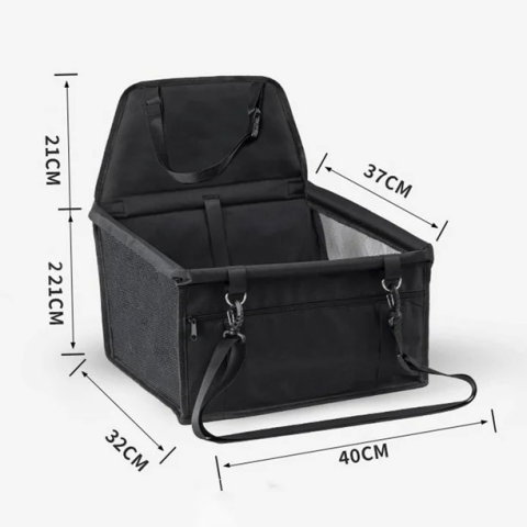 TeoMarket - Scaun Auto pentru Animalele de Companie, Flippy, Cos Auto pentru Animale, cu Prindere de Scaun si Centura de Siguranta, 41 x 34 x 28 cm, Negru