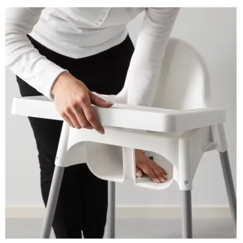 Import - Scaun de Masa, Flippy, pentru Bebelusi si Copii 6-36 Luni, din Plastic/Metal, Centura in 2 Puncte, Tava Detasabila, 63 x 57 x 85 cm, Alb