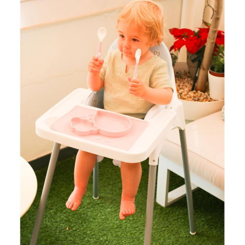 Import - Scaun de Masa, Flippy, pentru Bebelusi si Copii 6-36 Luni, din Plastic/Metal, Centura in 2 Puncte, Tava Detasabila, 63 x 57 x 85 cm, Roz