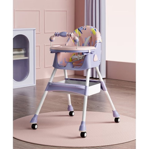 TeoMarket - Scaun de Masa pentru Bebelusi si Copii, Flippy, 2 Tavite cu Jucarii si Husa Detasabile, Multifuncțional, Stabil, Centura de Siguranta, Spatar Reglabil Moale, Balansoar, Cos de Depozitare, de la 6 Luni