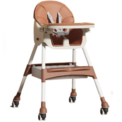 Import - Scaun de Masa pentru Bebelusi si Copii, Flippy, cu Roti, Telescopic, Pliabil, Masuta Reglabila, Suport Picioare, Scaun cu Invelis Piele Artificiala, Centura Siguranta, Spatiu Depozitare, 97x73x65 cm, 