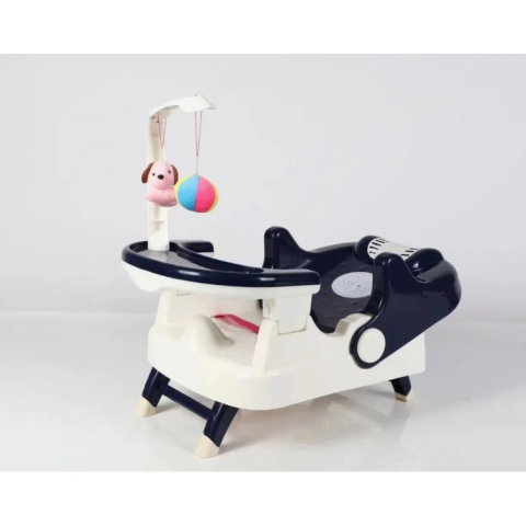 Import - Scaun pentru Copii 2 in 1, Flippy, pentru Servit Masa si pentru Baie, Multifunctional, Pliabil, Portabil, din Plastic, Spatar Reglabil, 58 x 39 cm, Albastru