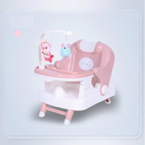 Import - Scaun pentru Copii 2 in 1, Flippy, pentru Servit Masa si pentru Baie, Multifunctional, Pliabil, Portabil, din Plastic, Spatar Reglabil, 58 x 39 cm, Roz