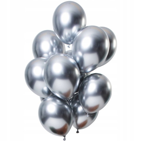 Best deals - Set 10 Baloane din Latex Chrome, Flippy, Model Party, 13 cm, Silver, 1 g