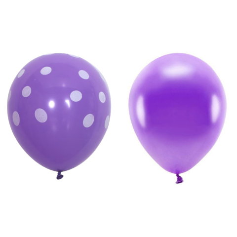 Best deals - Set 10 Baloane din Latex, Flippy, Model Party cu Buline si Simple, 30 cm, Mov, 2.8 g