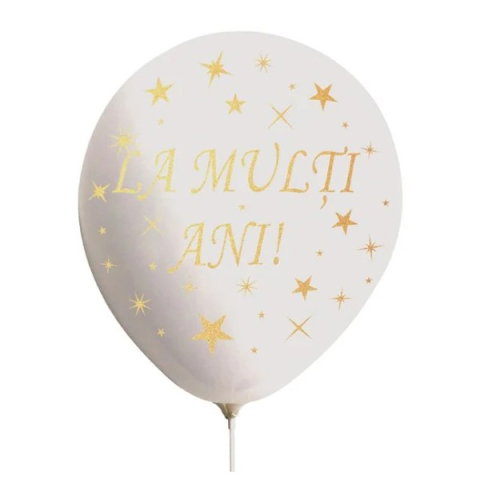 Best deals - Set 10 Baloane din Latex, Flippy, Model Party, La Multi Ani, 23 cm, 2.2 g, Alb