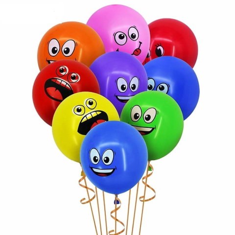 Best deals - Set 10 Baloane, Flippy, Model Emoji, din Latex, 25 cm, Multicolor