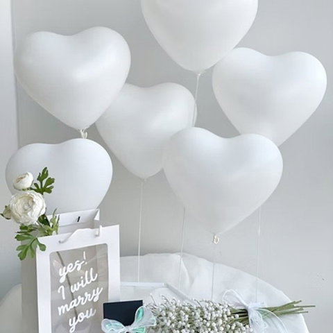 Best deals - Set 10 Baloane, Flippy, Model Inima, din Latex, 25 cm, Alb