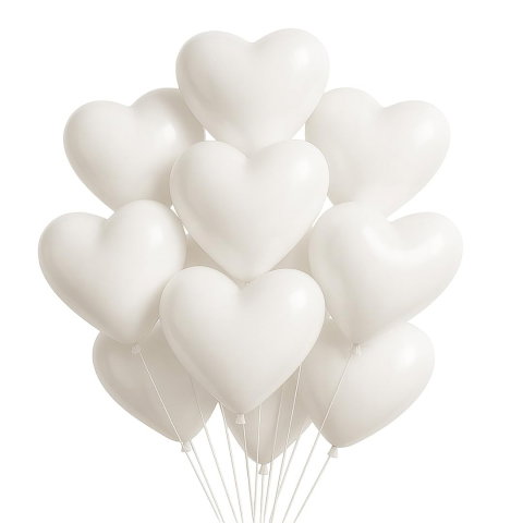 Best deals - Set 10 Baloane, Flippy, Model Inima, din Latex, 25 cm, Alb