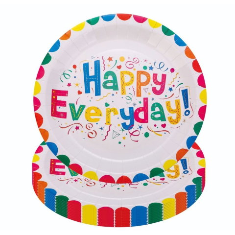 TeoMarket - Set 10 Farfurii Happy Everyday, Flippy, 17 cm, din Hartie 300 g, Multicolor