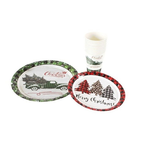 Best deals - Set 10 Farfurii Unica Folosinta, Flippy, 18 cm, Model Brazi de Craciun, Multicolor