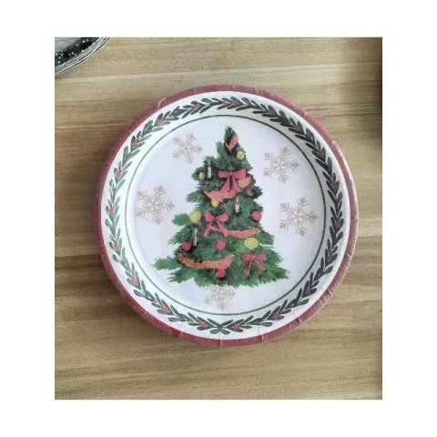 Best deals - Set 10 Farfurii Unica Folosinta, Flippy, 23 cm, Model Brad de Craciun, Multicolor