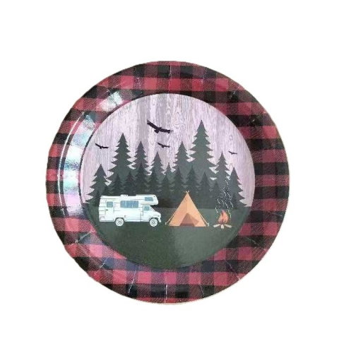 Best deals - Set 10 Farfurii Unica Folosinta, Flippy, 23 cm, Model Camping, Multicolor