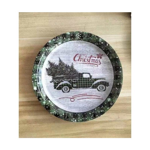 Best deals - Set 10 Farfurii Unica Folosinta, Flippy, 23 cm, Model Masina de Craciun, Multicolor