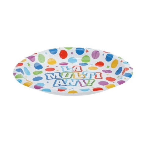 Best deals - Set 10 Farfurii Unica Folosinta, Flippy, Imprimeu La Multi Ani, din Carton, Diametru 17 cm, Multicolor