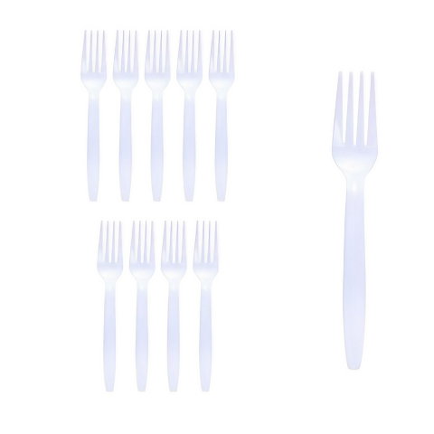 Best deals - Set 10 Furculite de Unica Folosinta, Flippy, Plastic, 15.5x2.5 cm, Alb