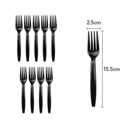 Best deals - Set 10 Furculite de Unica Folosinta, Flippy, Plastic, 15.5x2.5 cm, negru