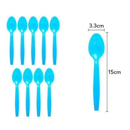 Best deals - Set 10 Linguri de unica folosinta 15 x 3.3 cm, albastru