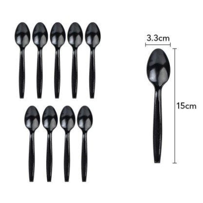 Best deals - Set 10 Linguri de Unica Folosinta, Flippy, Plastic, 15x3.3 cm, negru