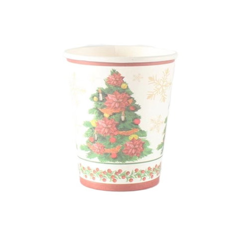 Best deals - Set 10 Pahare, Flippy, Imprimeu Brad de Craciun, din Carton, 250 - 300 ml, 7.5 x 8.4 x 5.3 cm, Multicolor