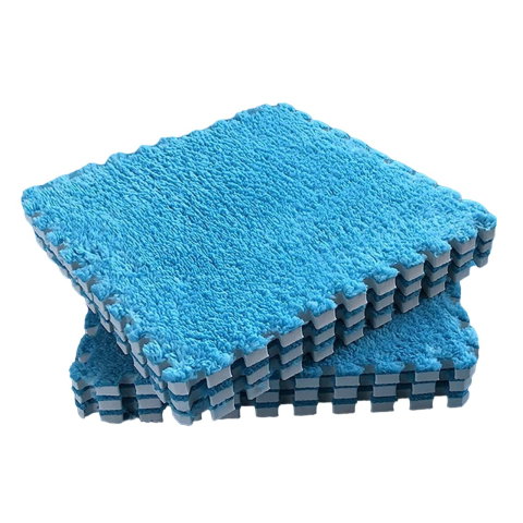 TeoMarket - Set 10 Piese Covor tip Puzzle, Flippy, Spuma EVA, Pufos, 30 x 30 x 1 cm, Albastru