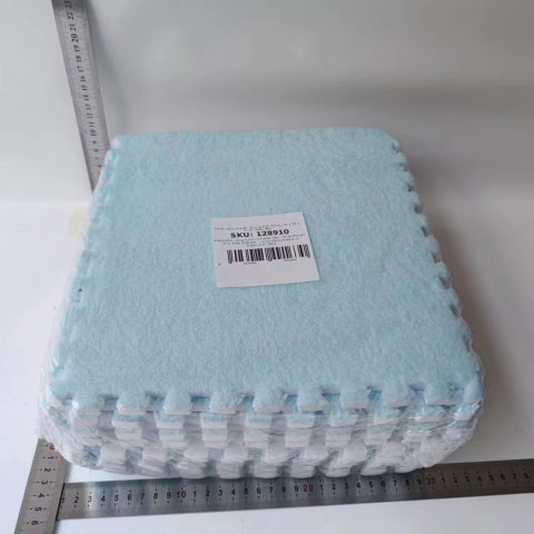 TeoMarket - Set 10 Piese Covor tip Puzzle, Flippy, Spuma EVA, Pufos, 30 x 30 x 1 cm, Baby Blue