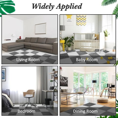 TeoMarket - Set 10 Piese Covor tip Puzzle, Flippy, Spuma EVA, Pufos, 30 x 30 x 1 cm, Gri