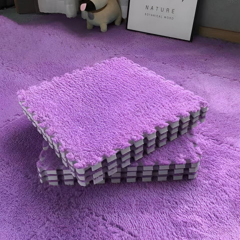 TeoMarket - Set 10 Piese Covor tip Puzzle, Flippy, Spuma EVA, Pufos, 30 x 30 x 1 cm, Mov