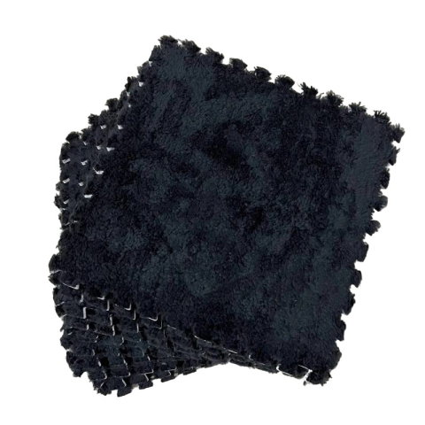 TeoMarket - Set 10 Piese Covor tip Puzzle, Flippy, Spuma EVA, Pufos, 30 x 30 x 1 cm, Negru