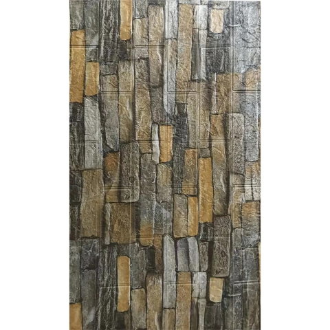 Import - Set 10 Placi de Tapet, Flippy, Autoadezive, 70 x 77 cm, 2.5 mm Grosime, Suprafata Acoperita 5.3 mp, din PVC, Model Caramida, Galben